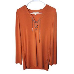 Michael Kors Top Womens xs Chain Front Detail Long Sleeve With Tabs